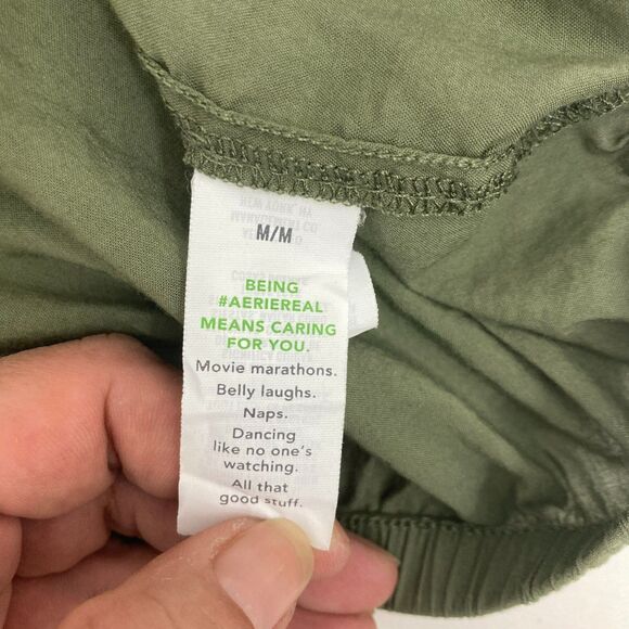 Aerie Crop Top Button-Front Size M Olive Green - Picture 12 of 14